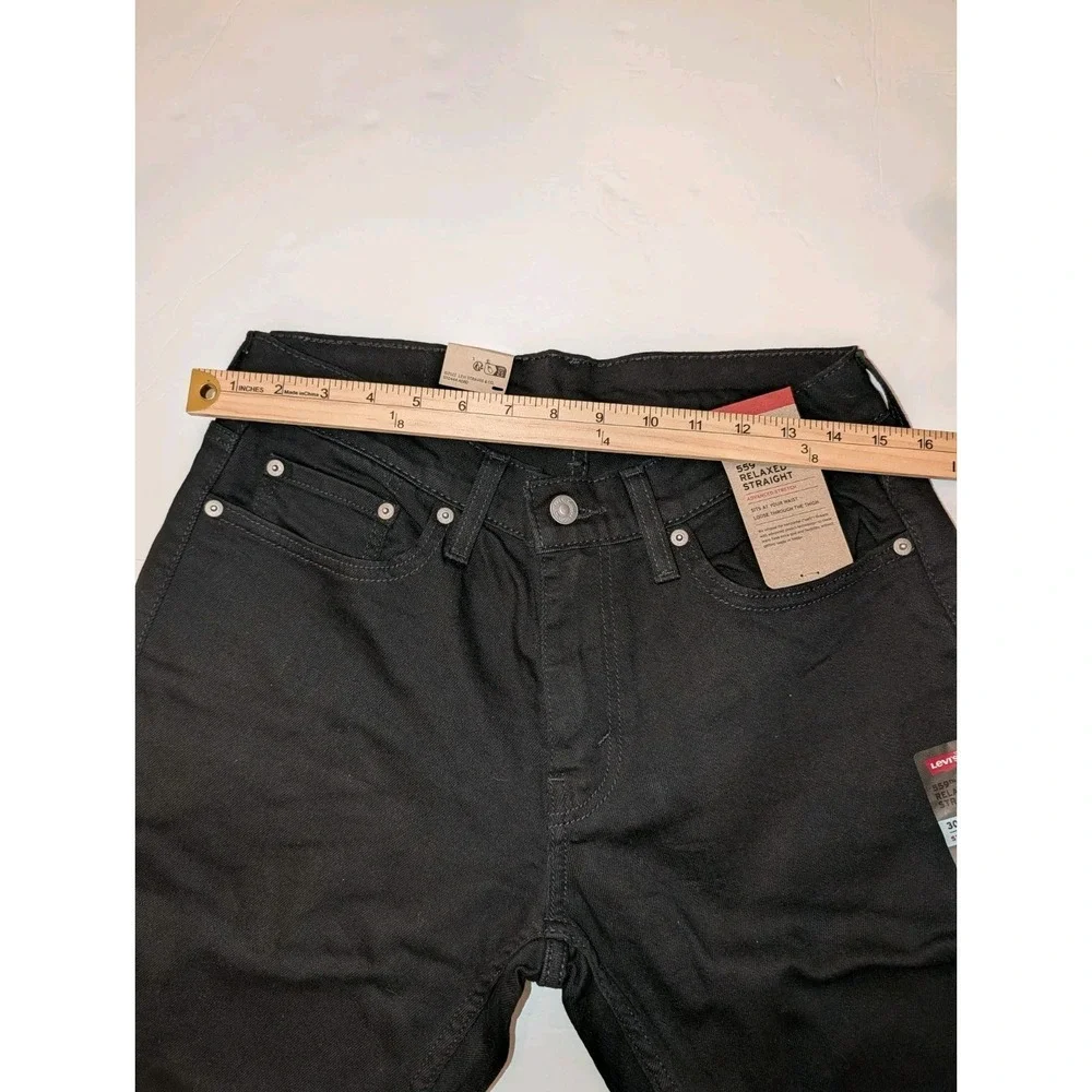 Levis 559 Jeans Mens 30x32 Relaxed Straight Black Stretch Denim  NWT